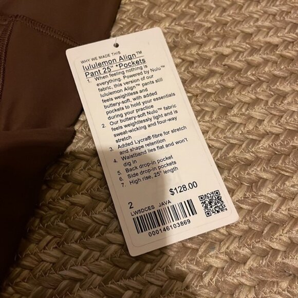 Nwt lululemon align leggings 25” with pockets Java - Picture 8 of 12